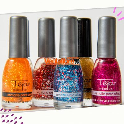 ESMALTE HEXAGONAL CON GLITTER PARA UÑAS X 9 ML.