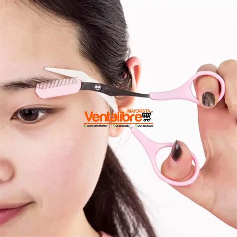 TIJERA CON PEINE PARA PERFILAR CEJAS VARIOS COLORES
