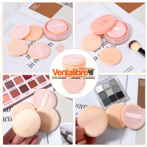 ESPONJAS PARA BASES DE MAQUILLAJES DOBLE CINTA ROSA X 2 UNI.