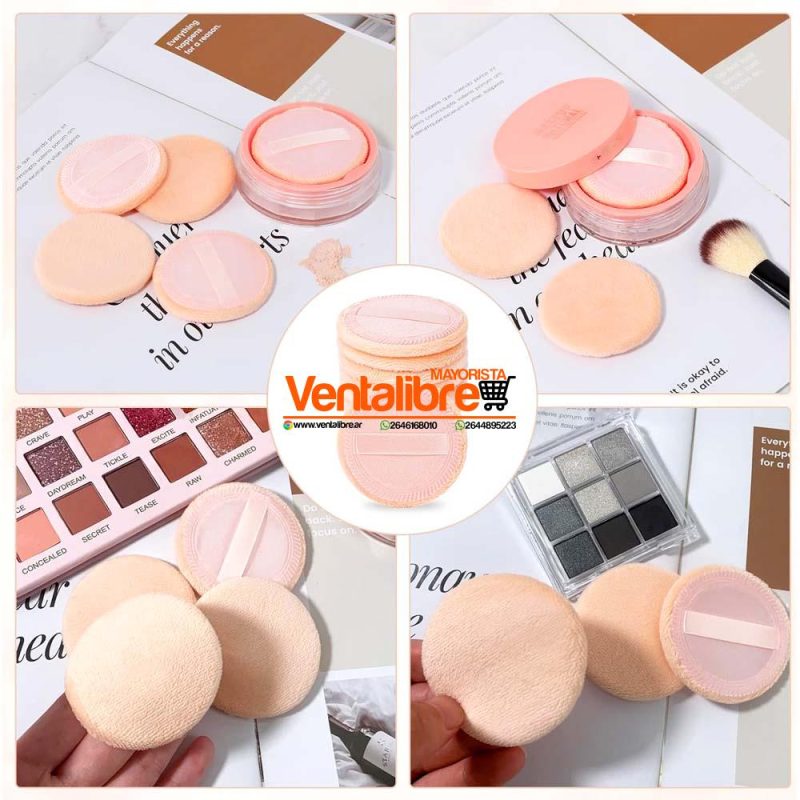 ESPONJAS PARA BASES DE MAQUILLAJES DOBLE CINTA ROSA X 2 UNI.