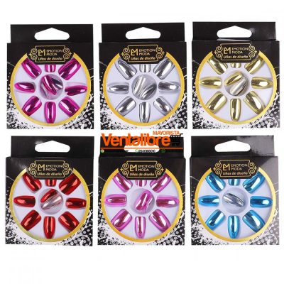 UÑAS POSTIZAS EMOTION VARIOS COLORES ESPEJADOS EN CAJA