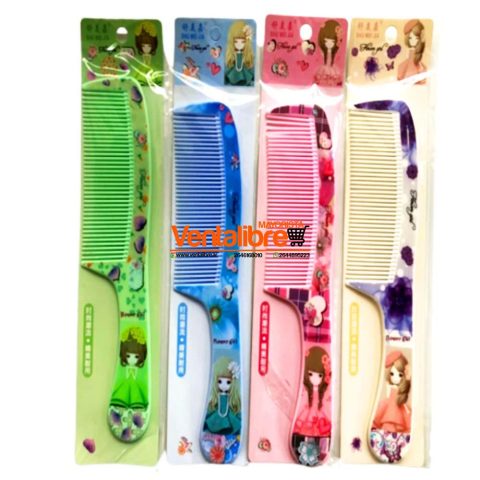 PEINE DIENTES ESTAMPADO VARIOS COLORES 20 CM.