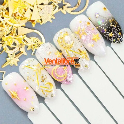 DECORACIONES PARA UÑAS EN 3D METAL COBRE VARIOS COLORES