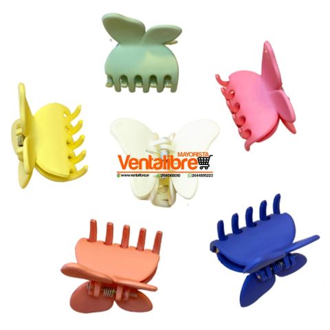 BROCHES MATTE DE 4 CM. DISEÑO MARIPOSA VARIOS COLORES