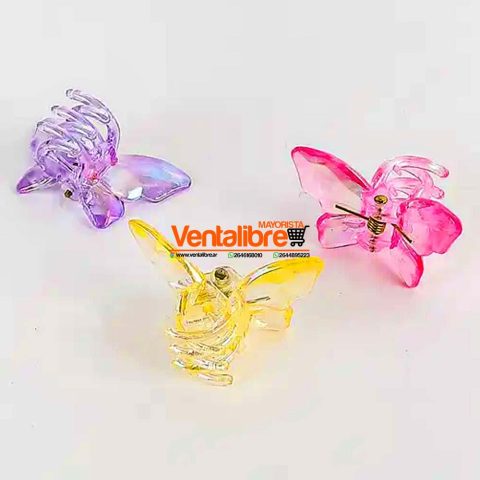 BROCHES DE MARIPOSAS TRASLUCIDOS 3 CM. SET X 4 UNI. LISOS