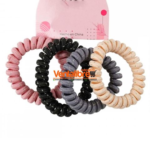 COLITAS CABLE DE TELÉFONO CON GLITTER EXCELENTE AJUSTE BLISTER X 4 UNI.