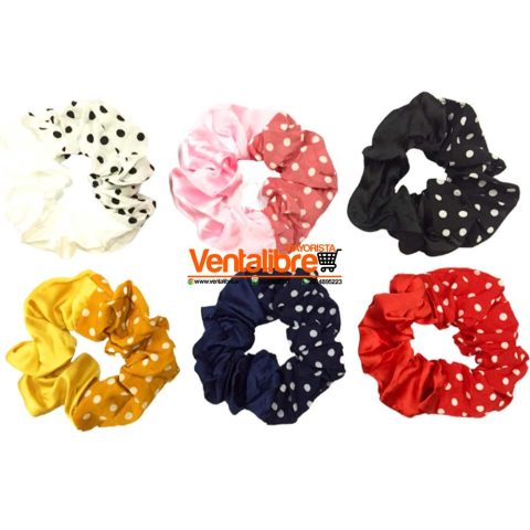 COLETAS SCRUNCHIES COMBINADAS LUNARES EXCELENTE AJUSTE