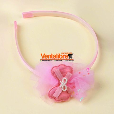 VINCHA INFANTIL CON TUL LAZO CORAZON VARIOS COLORES