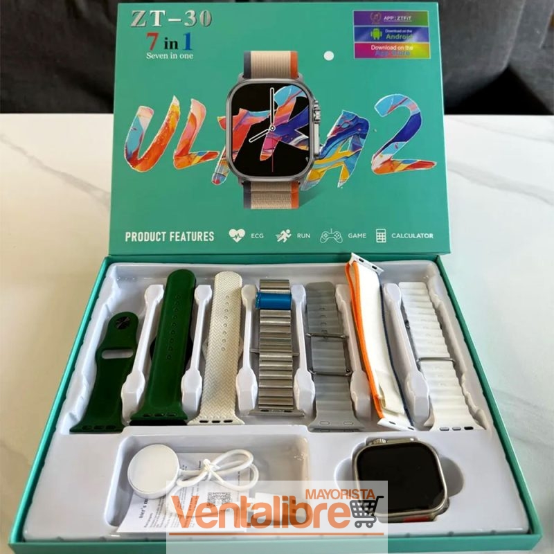 RELOJ INTELIGENTE SMARTWATCH 7 EN 1 H12 ULTRA + 7 CORREAS Y BUMPER