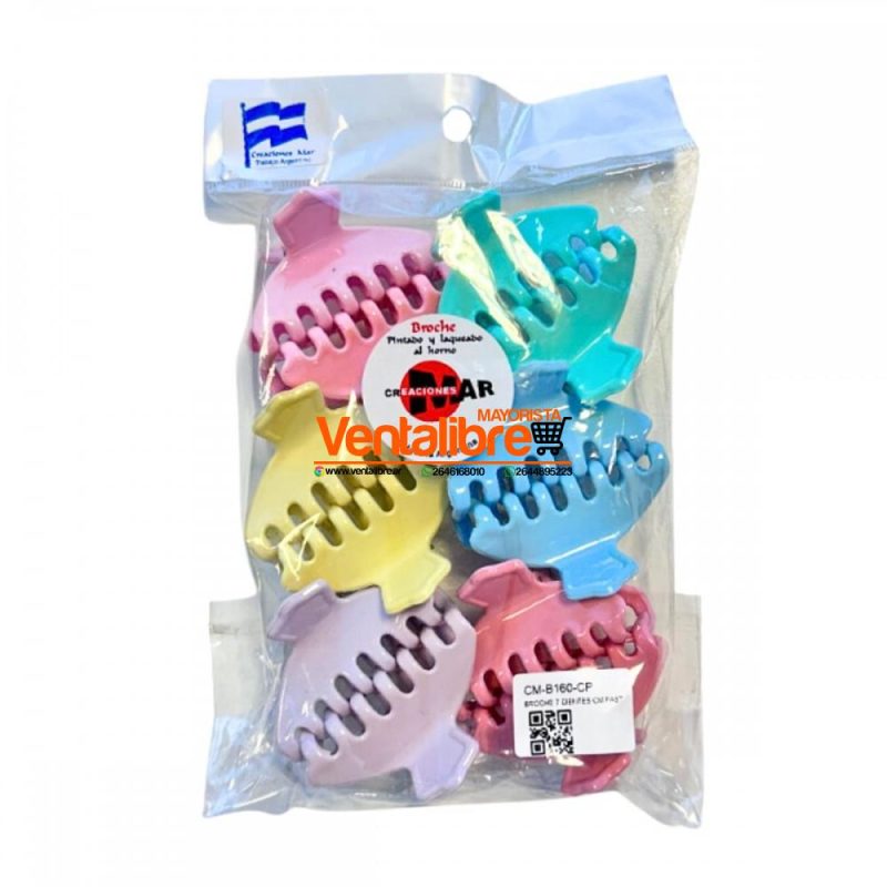 BROCHES 7 DIENTES 5 CM. COLORES PASTEL EXCELENTE CALIDAD - Imagen 4