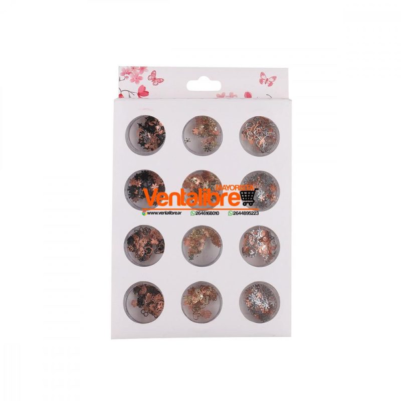 DECORACIONES PARA UÑAS EN 3D METAL COBRE VARIOS COLORES - Imagen 2