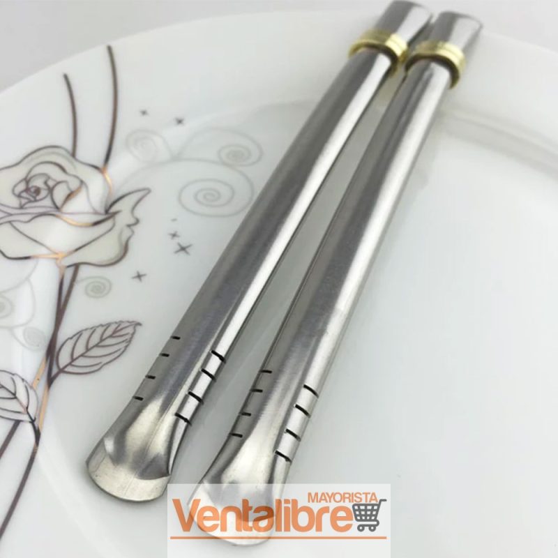 BOMBILLA PREMIUM CHATA LARGA DE ACERO INOXIDABLE - Imagen 2
