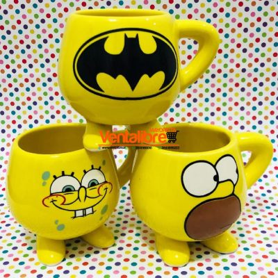TAZA CERÁMICA CON PATITAS DISEÑOS PERSONAJES EXCELENTE CALIDAD