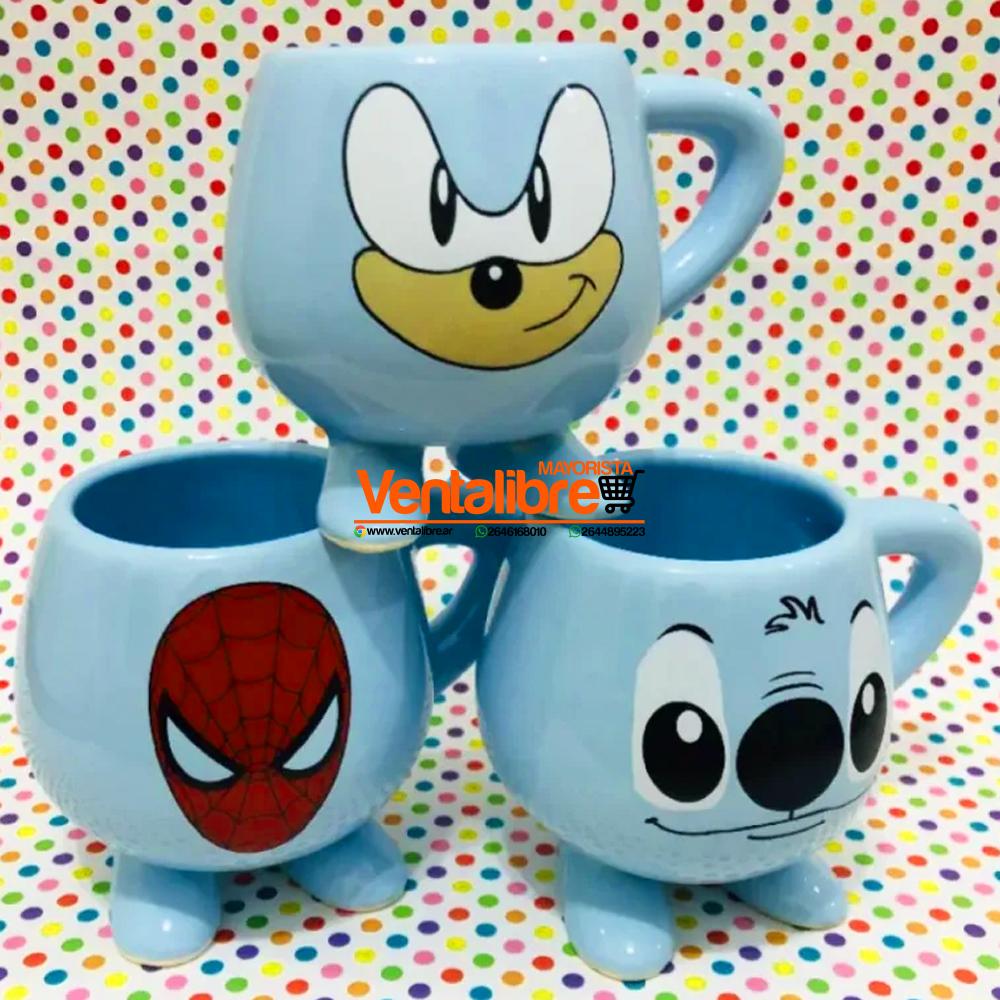 TAZA CERÁMICA CON PATITAS DISEÑOS PERSONAJES EXCELENTE CALIDAD