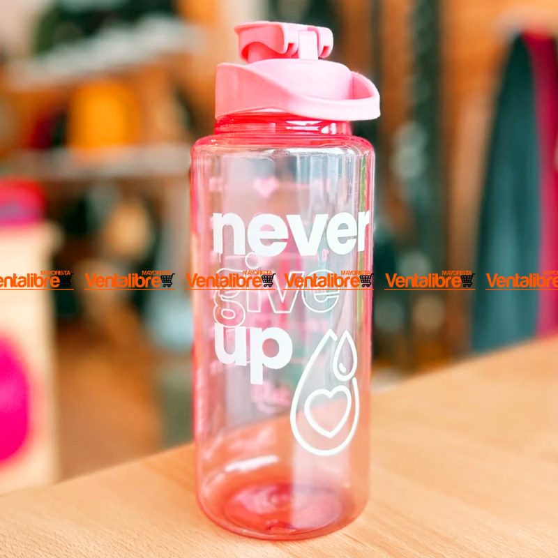 BOTELLA DEPORTIVA CON AGARRE X 1100 ML. ROSA ESTAMPADA - Imagen 2