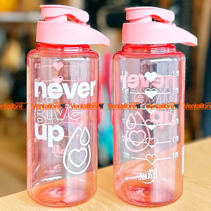 BOTELLA DEPORTIVA CON AGARRE X 1100 ML. ROSA ESTAMPADA - Imagen 3
