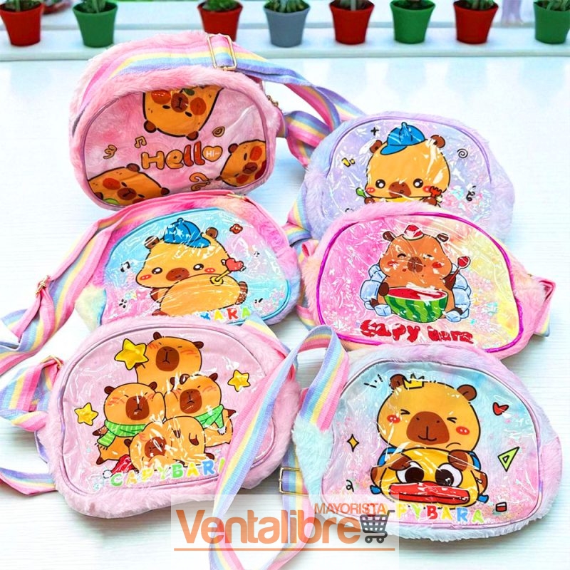CARTERA INFANTIL PELUCHE REFORZADA ESTAMPA CAPIBARA