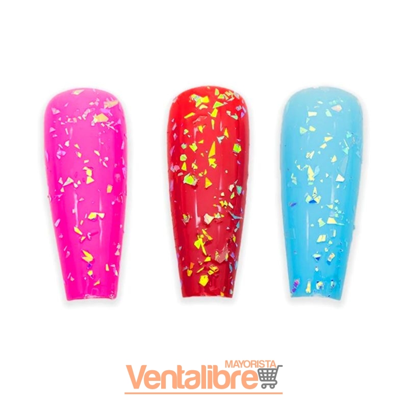 UÑAS POSTIZAS DECORADAS CON GLITTER X 12 U. FORMA COFFIN