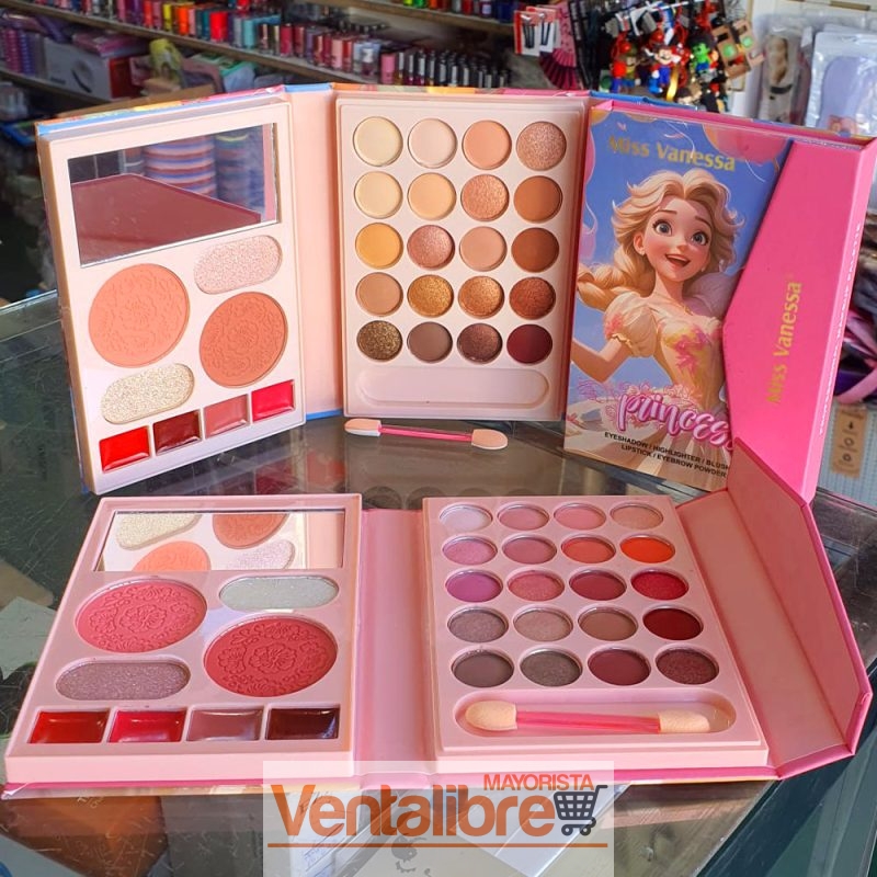 PALETA PRINCESAS DE MAQUILLAJES 28 COLORES Y ESPEJO