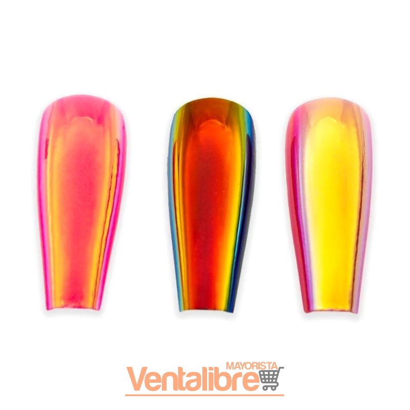 UÑAS POSTIZAS DECORADAS METÁLICAS X 12 U. FORMA COFFIN