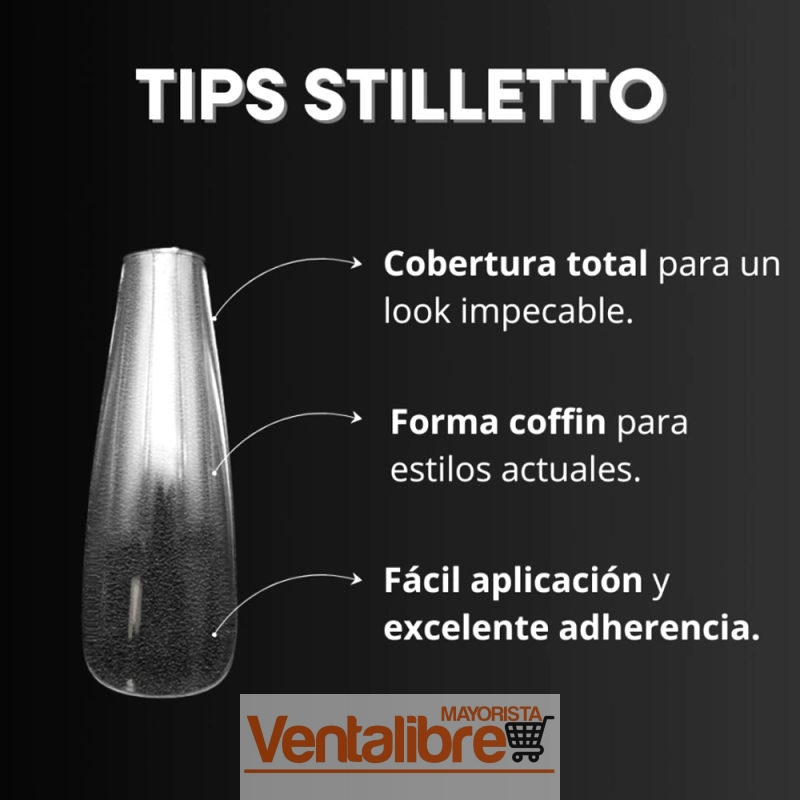 UÑAS POSTIZAS COBERTURA TOTAL FORMA COFFIN X 500 PCS. - Imagen 2
