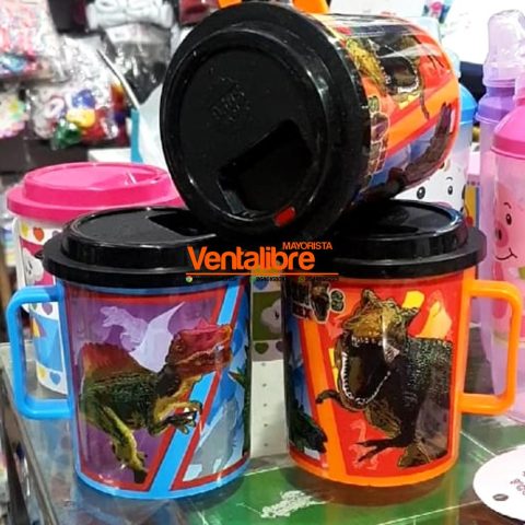 MAXI JARRO INFANTIL CON TAPA SORBITO DISEÑO DINOSAURIOS