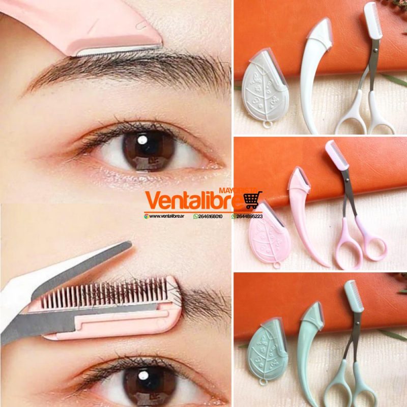 SET TIJERA CON PEINE MÁS PERFILADORES PARA CEJAS X 3 PIEZAS