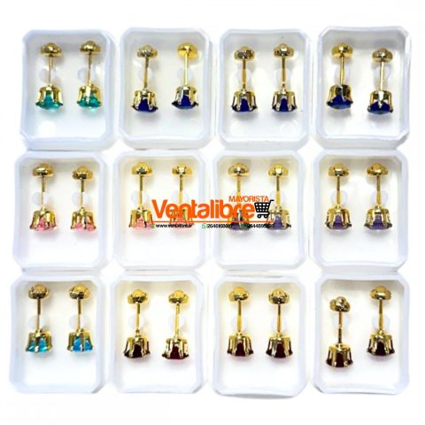 AROS ABRIDORES DE ACERO STRASS N°4 COLOR DORADO EXCELENTE CALIDAD