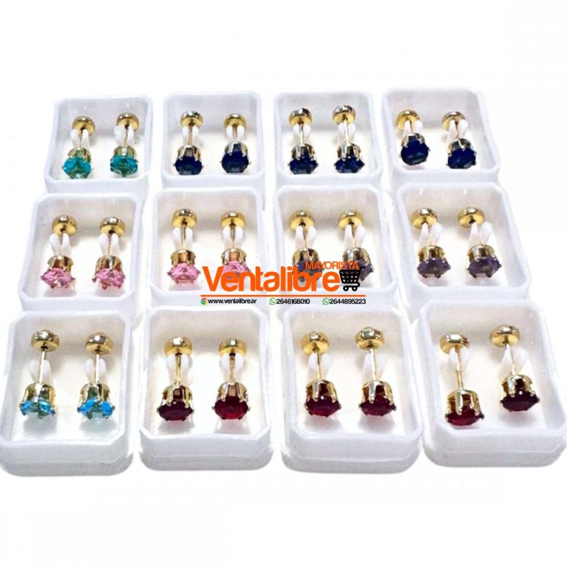 AROS ABRIDORES DE ACERO STRASS N°5 COLOR DORADO EXCELENTE CALIDAD