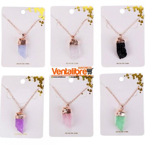 COLLAR DE PIEDRA CUARZO COLORES EXCELENTE CALIDAD