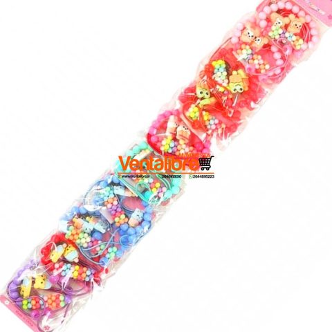 SET PULSERA MÁS ANILLO INFANTIL CON PELOTITAS PALETA HELADO