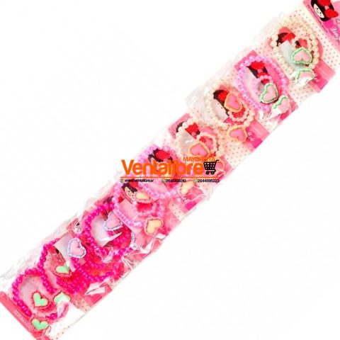 SET PULSERA MÁS ANILLO INFANTIL CON PERLITAS Y CORAZÓN