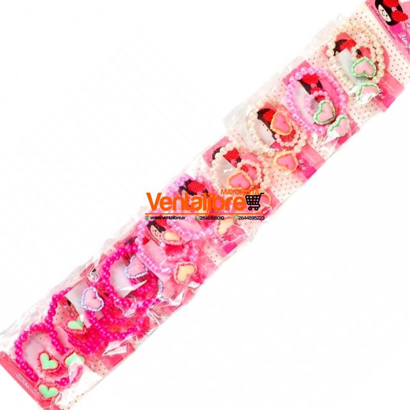 SET PULSERA MÁS ANILLO INFANTIL CON PERLITAS Y CORAZÓN
