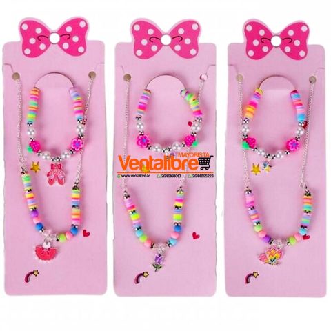 SET INFANTIL COLLAR Y PULSERA CANUTILLOS Y DIJE EXCELENTE CALIDAD