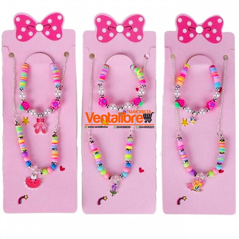 SET INFANTIL COLLAR Y PULSERA CANUTILLOS Y DIJE EXCELENTE CALIDAD