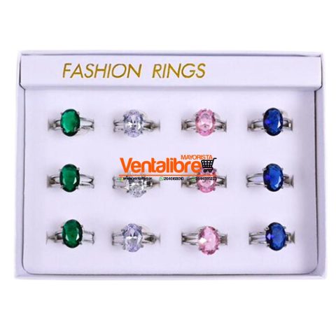 ANILLOS CON PIEDRA OVAL EXCELENTE CALIDAD VARIOS COLORES