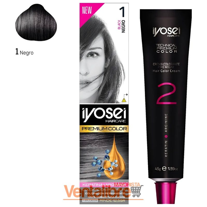 TINTURA IYOSEI PREMIUM CREMA TONO NEGRO N°1 45 GRS.