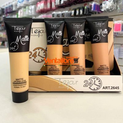 MAQUILLAJE BASE FLUIDO MATTE 24 HORAS EN POMO 4 TONOS