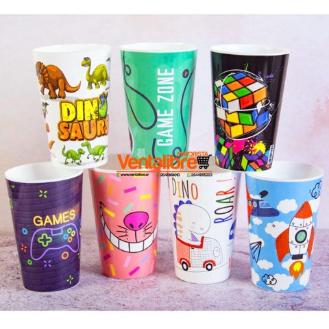 VASO CONICO ESTAMPADO INFANTIL VARIOS ESTAMPADOS 400 CC.