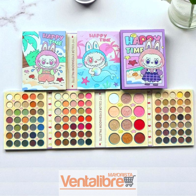 PALETA DE MAQUILLAJE XL DE 117 COLORES DISEÑO DE LABUBU "HAPPY TIME" - Imagen 2