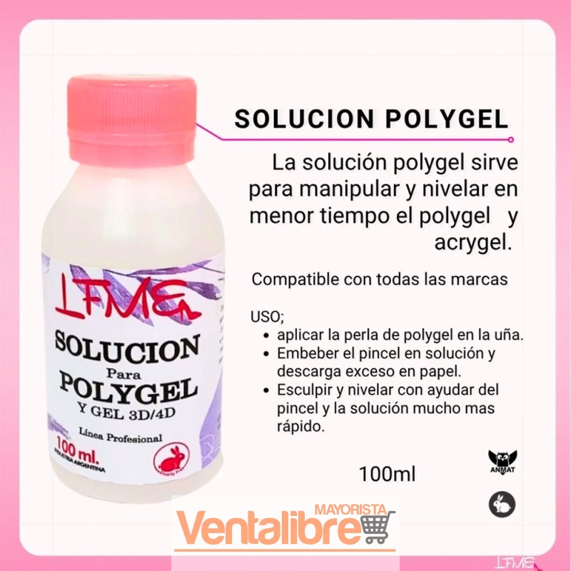 SOLUCIÓN PARA POLYGEL X 100 ML. PARA EL MANEJO DE POLYGEL O ACRYGEL