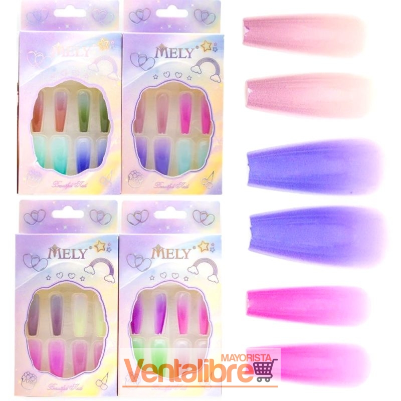 UÑAS POSTIZAS DECORADAS X 12 U. EXCELENTE AJUSTE