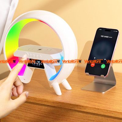 PARLANTE CARGADOR BLUETOOTH ILUMINACIÓN LÁMPARA RELOJ DESPERTADOR