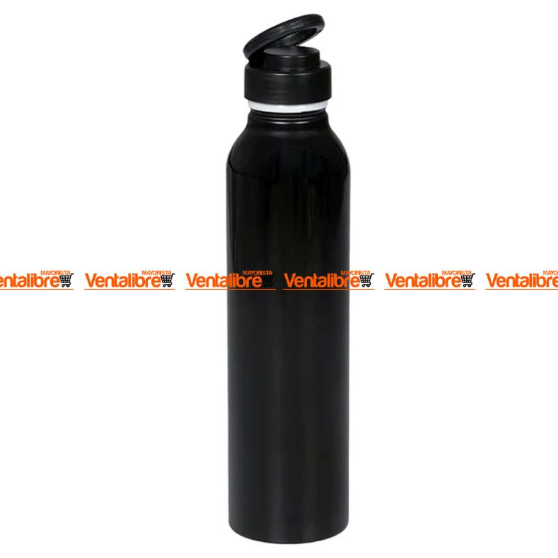 BOTELLA ALUMINIO NEGRA LISA DE 500 ML. CON AGARRE PREMIUM