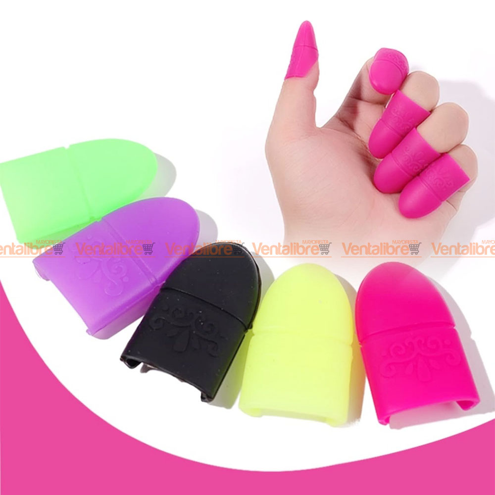 CAPUCHONES DE SILICONA PARA PROTECCIÓN DE UÑAS X 5 UNI.