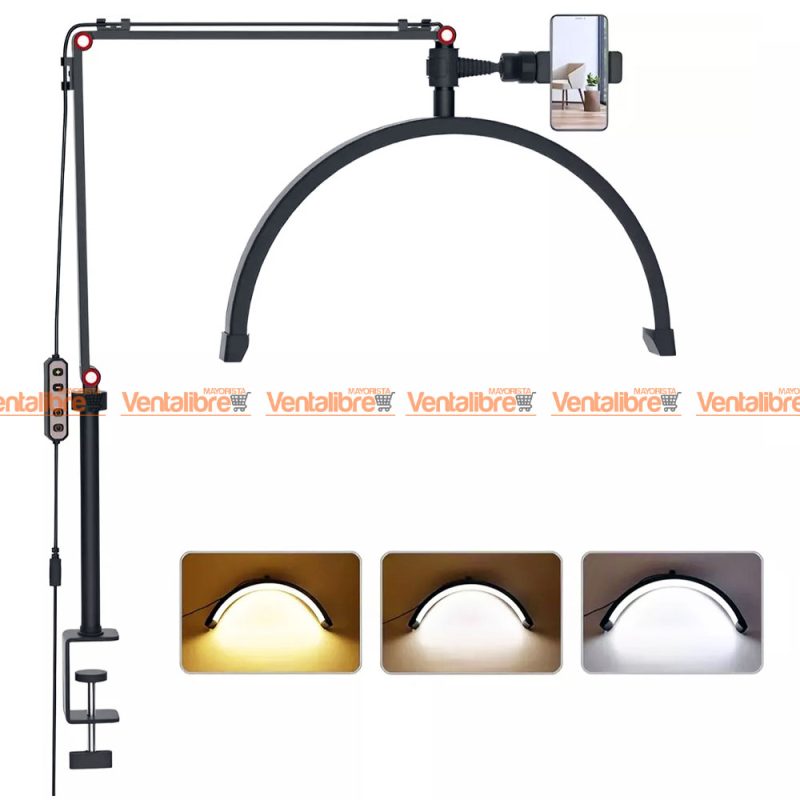 VELADOR LAMPARA LED FLEXIBLE MEDIA LUNA ARTICULADA PREMIUM C/SOPORTE - Imagen 4