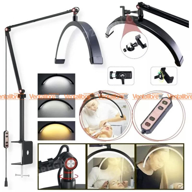 VELADOR LAMPARA LED FLEXIBLE MEDIA LUNA ARTICULADA PREMIUM C/SOPORTE - Imagen 3