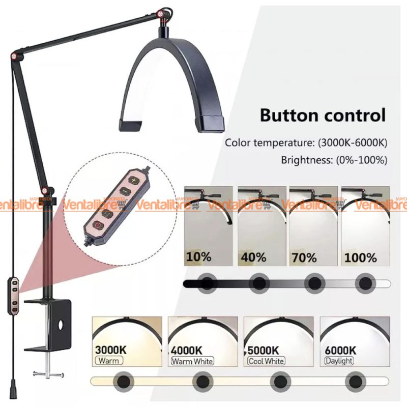 VELADOR LAMPARA LED FLEXIBLE MEDIA LUNA ARTICULADA PREMIUM C/SOPORTE - Imagen 2