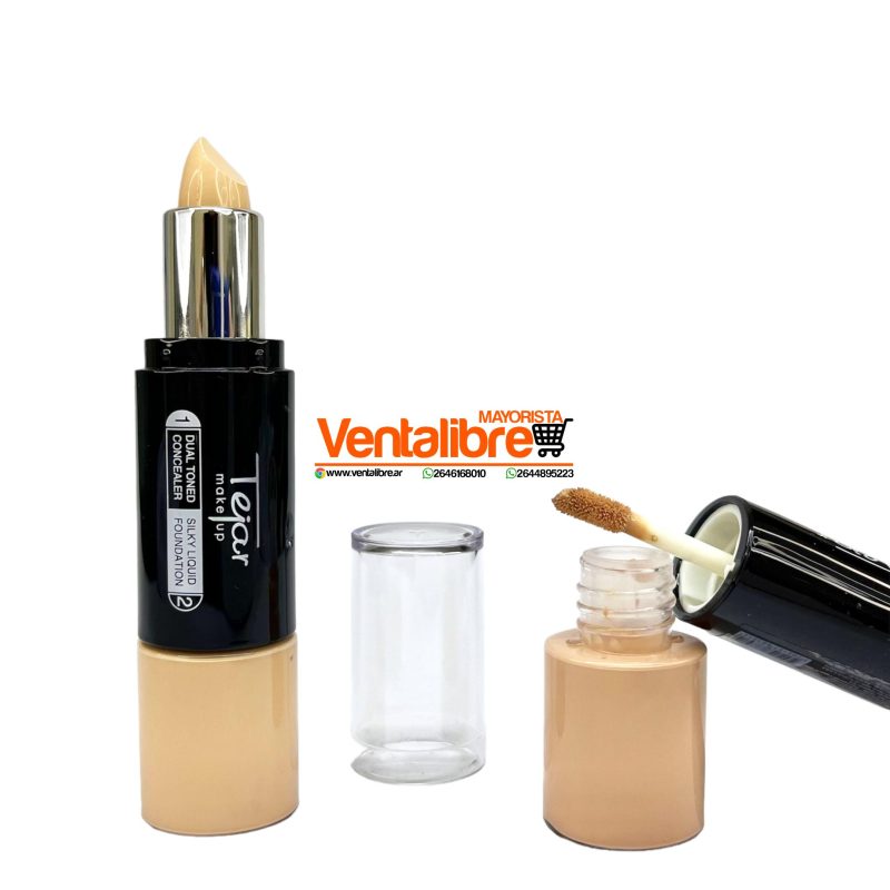 MAQUILLAJE FLUIDO CON APLICADOR Y CORRECTOR DE OJERAS DOS EN UNO - Image 5