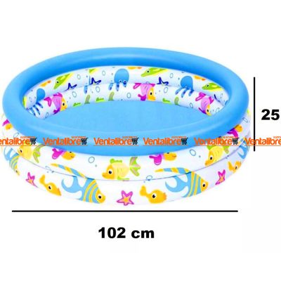 PILETA INFLABLE REDONDA ESTAMPADA 3 AROS 1.02 MTS. X 25 CM. / 40" X 10"